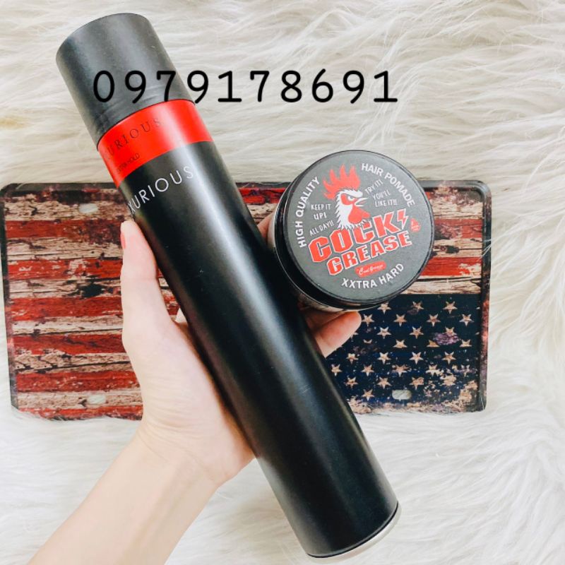 Combo Gôm cứng xịt tóc LUXURIOUS + wax tạo kiểu tóc giữ nếp tốt