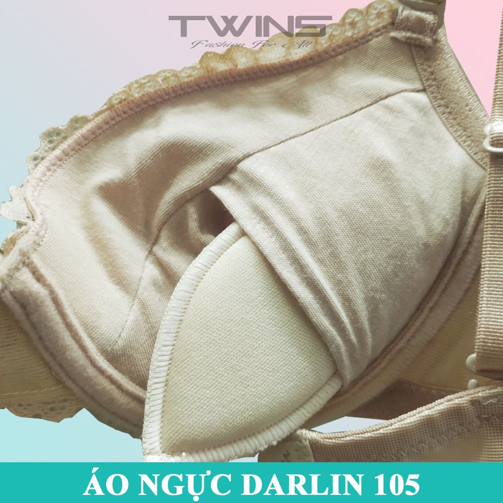 Áo lót nữ ren nâng ngực Darlin 105 mút cotton dày mềm mịn có gọng cúp xéo size 32-34-36-38