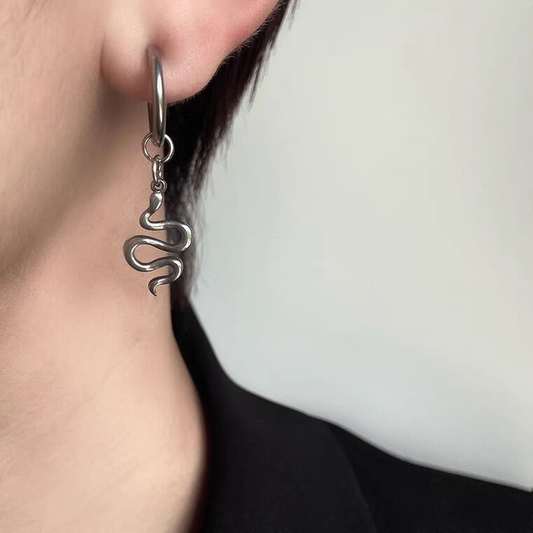 Khuyên Tai Hình Rắn Không Xỏ Lỗ Phong Cách Punk Hiphop 19A1337