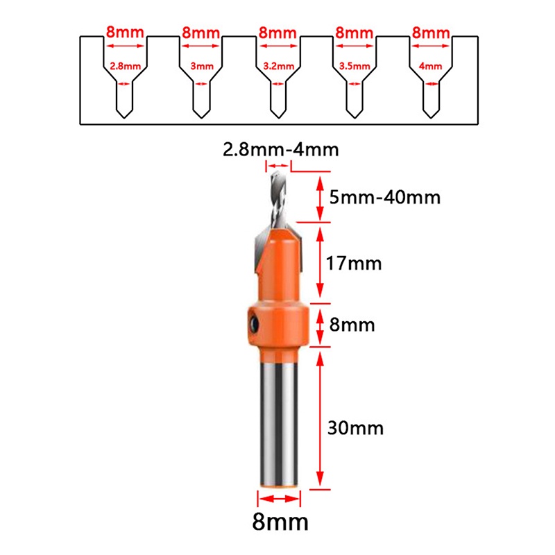 Xinghergood 5PCS HSS Timber Woodworking Ti Countersink Drill Bit Set Screw Cutter Wood Tool XHG