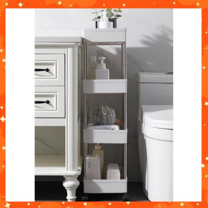 Kệ để đồ đa năng 4 tầng có bánh xe, dành cho nhà tắm, nhà bếp, Xe đẩy spa