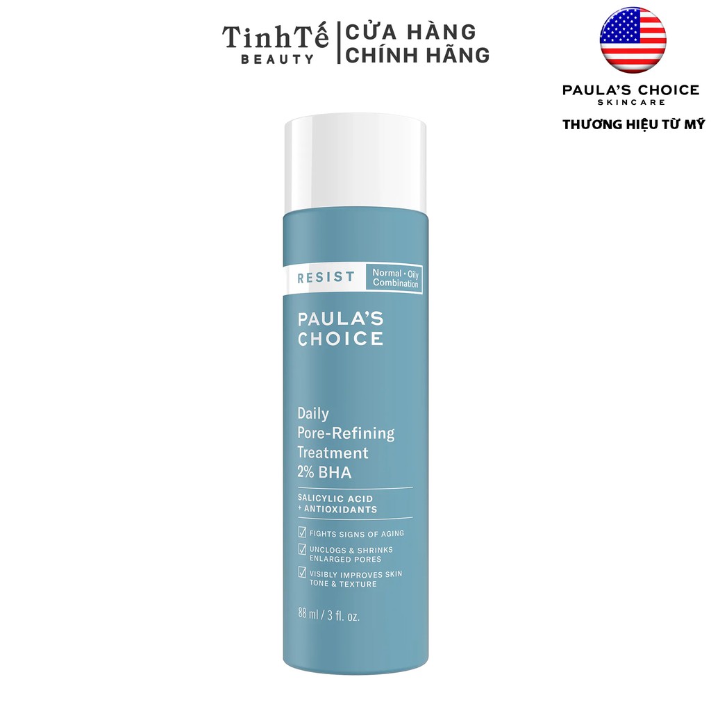 Tính chất hỗ trợ thu nhỏ lỗ chân lông Paula's Choice RESIST Daily Pore-Refining Treatment With 2% BHA 88ml / 30ml