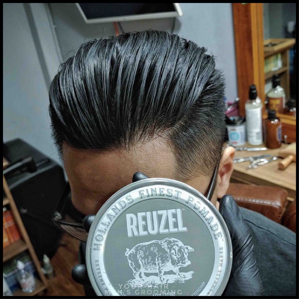 Sáp vuốt tóc nam pomade Reuzel Extreme Hold Matte xám chính hãng giữ nếp cao cấp Rapuchel Store RH01