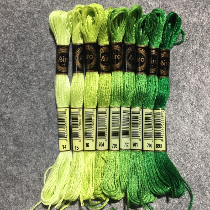 Chỉ thêu cotton Airo tone xanh lá