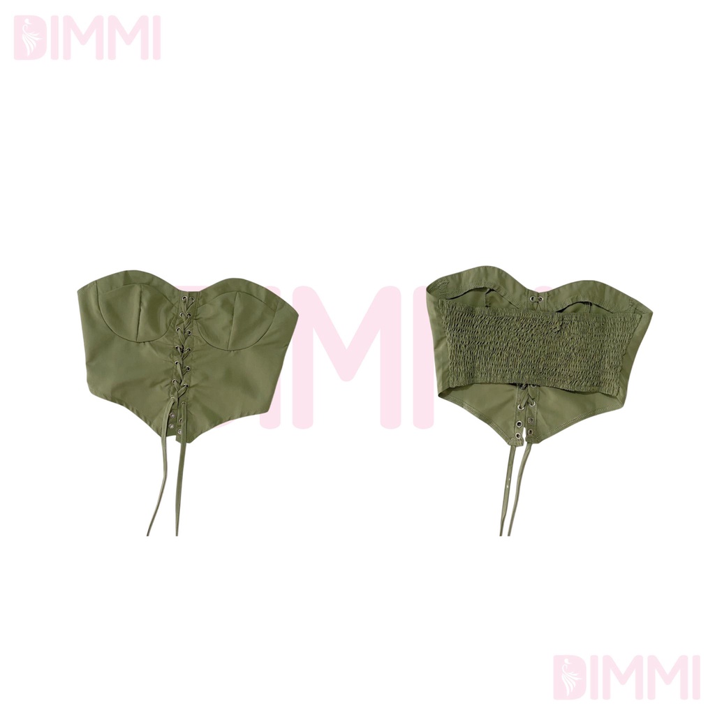 Áo Corset Đan Dây Xanh Olive