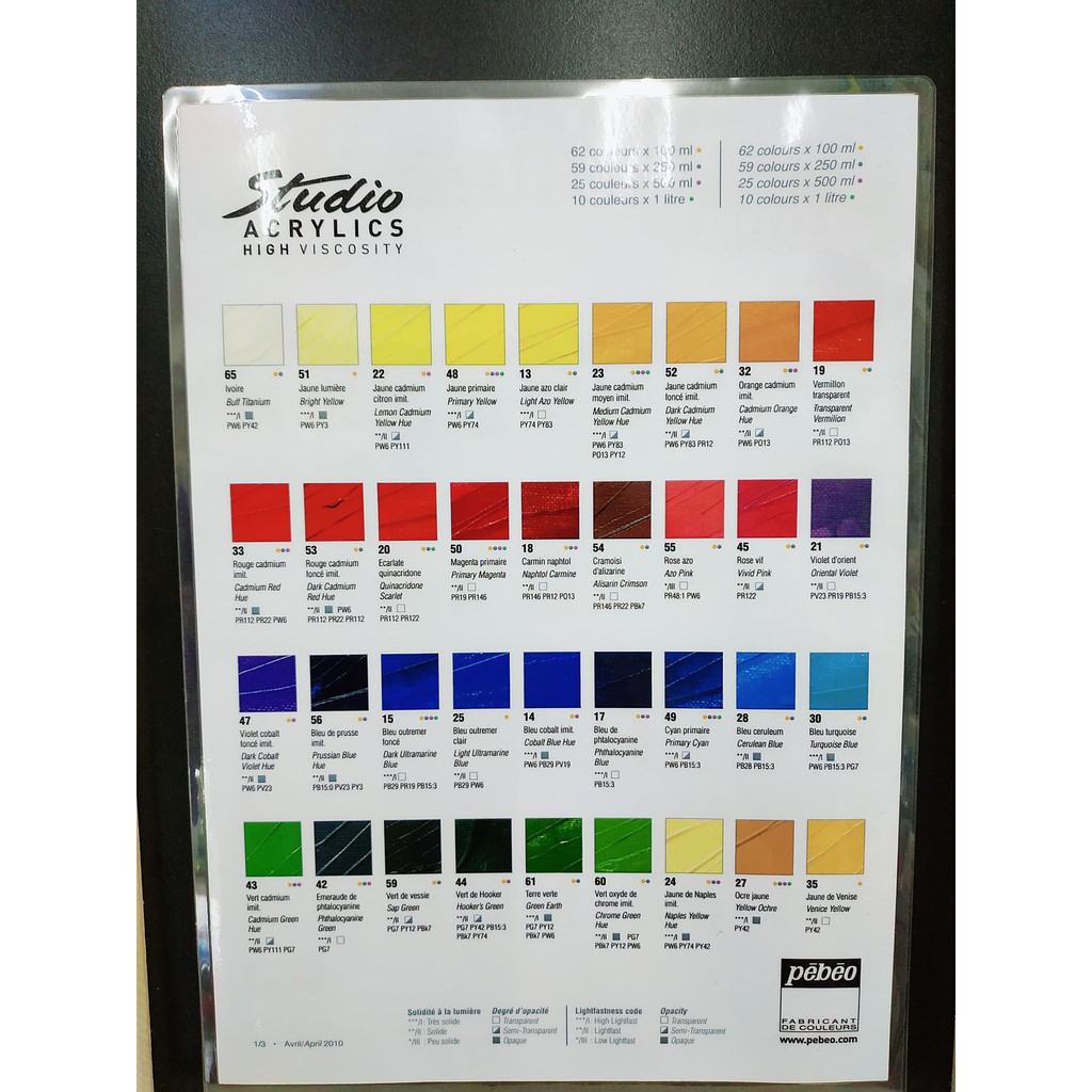 [Lộc's Art Store]Màu Acrylic Pebeo Studio Tuýp 100ml (No.56 -&gt; No.70)