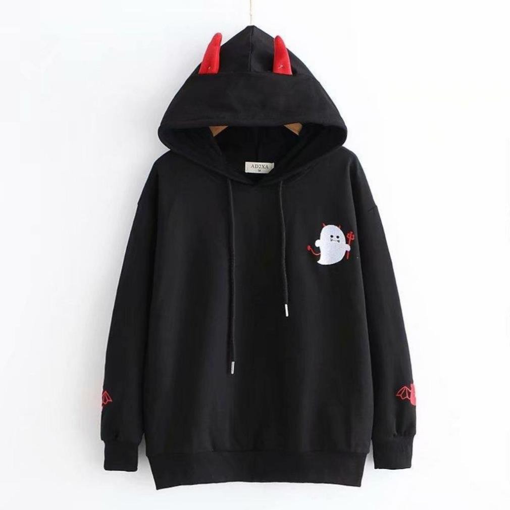 Áo khoác nỉ hoodie trơn unisex  in hình quỷ dơi cute, form unisex cho nam và nữ KN19 | BigBuy360 - bigbuy360.vn