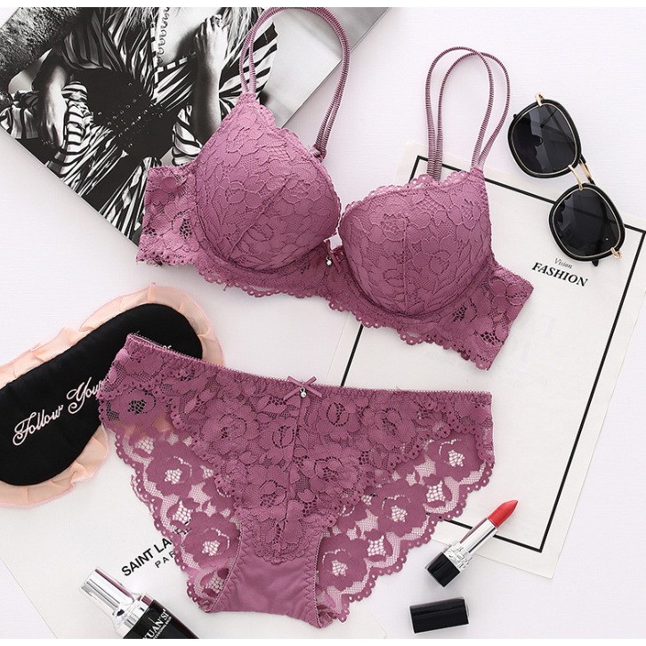 Bộ đồ lót ren áo có gọng đệm dày ôm sát ngực, tạo khe ngực quyến rũ,  sang trọng, đẳng cấp LYEB002 | BigBuy360 - bigbuy360.vn