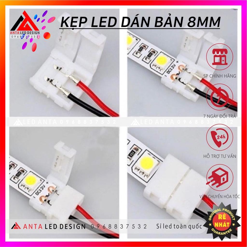 Đầu nối kẹp dây led 12v, jack nối nhanh cho led dây dán bản 8mm | BigBuy360 - bigbuy360.vn