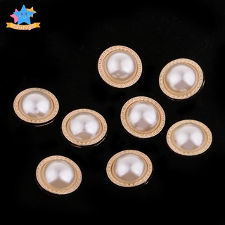 Bộ 8 Nút Nhựa Tròn Đính Ngọc Trai Giả Dùng May Quần Áo / Mũ / Giày Dép