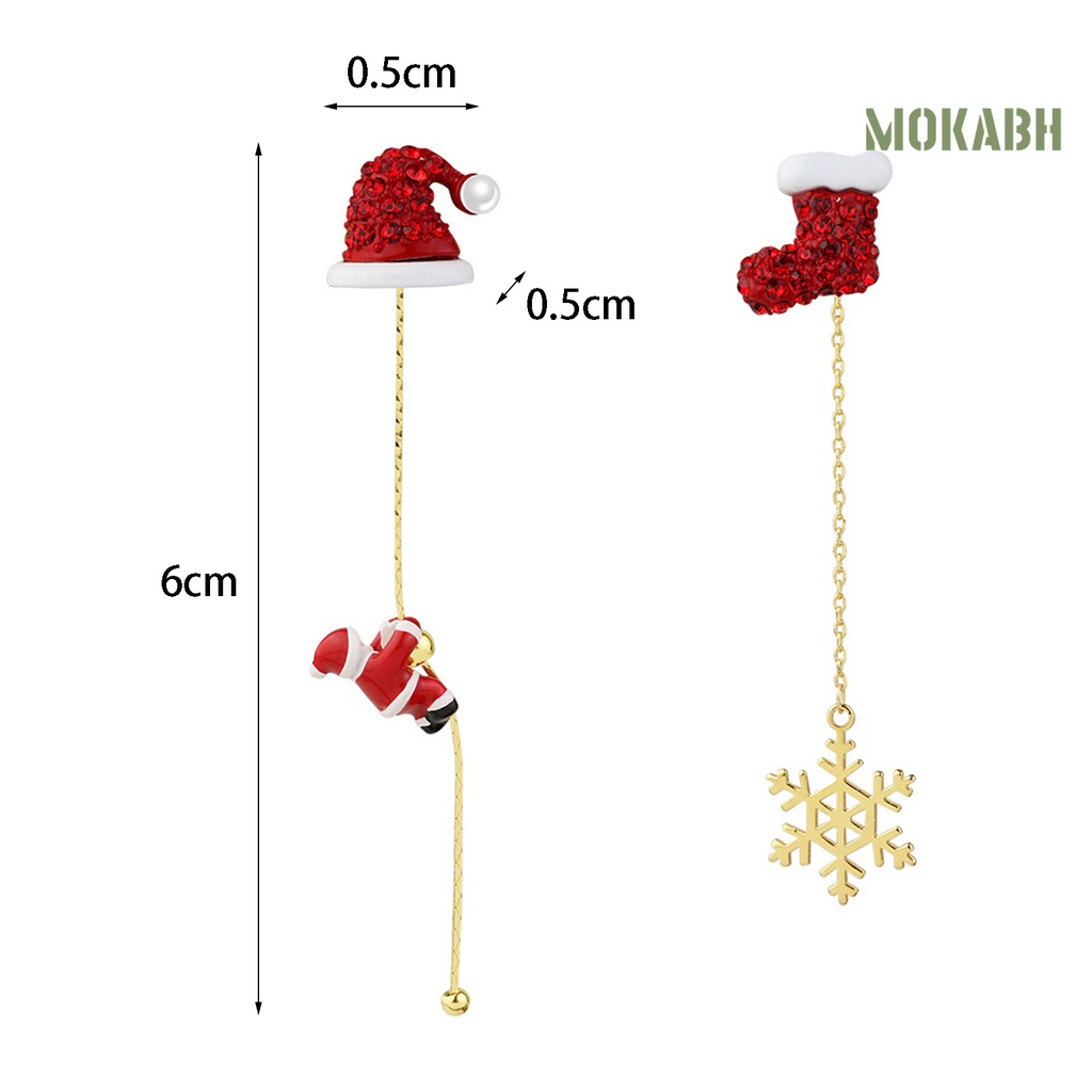 1 Đôi Khuyên Tai Dáng Dài Không Đối Xứng Hình Hoa Tuyết Giáng Sinh Dễ Phối Đồ Thời Trang Mới