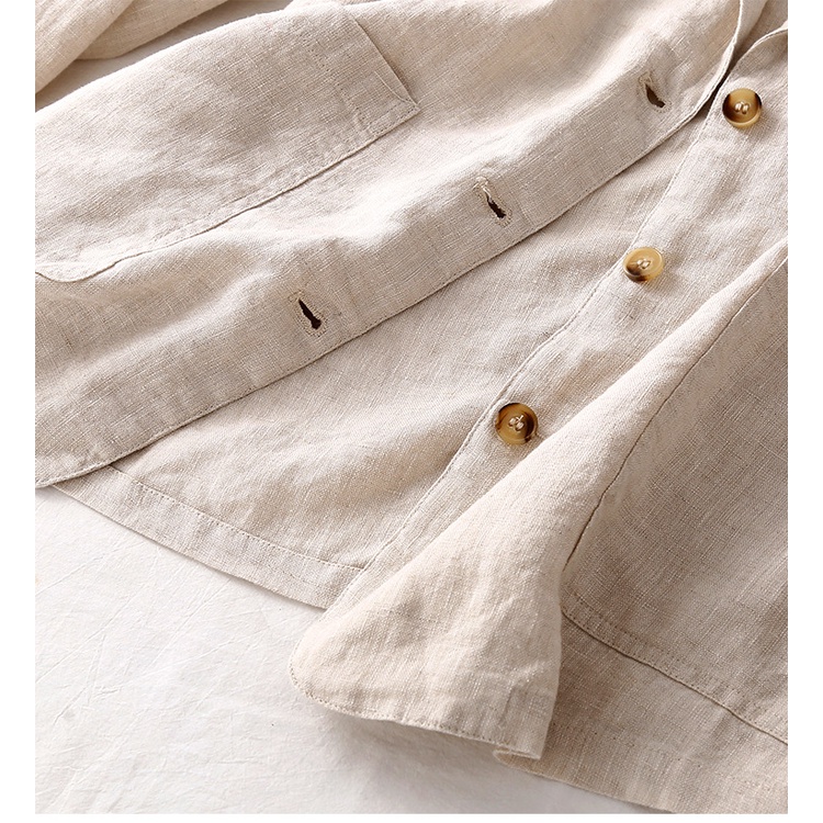Áo Blazer Nữ Chất Linen Bột Cao Cấp. Hàng 1 Lớp, 2 Túi, 3 Cúc ( Màu Muối Tiêu) BZ04