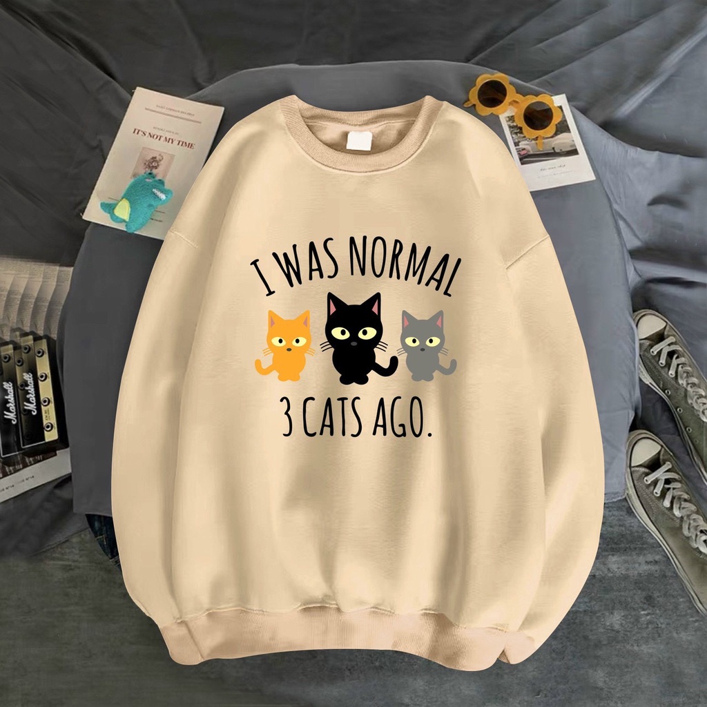 ÁO SWEATER NỈ UNISEX  NAM NỮ IN 3 CATS AGO CỰC ĐẸP