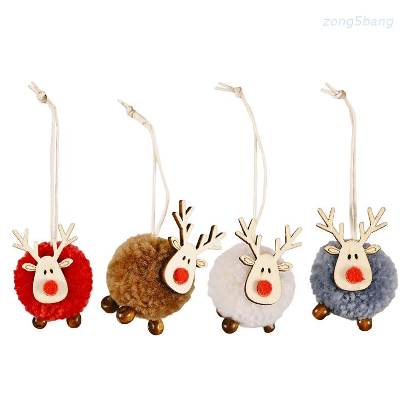 Set 4 Phụ Kiện Treo Trang Trí Cây Thông Noel Hình Tuần Lộc