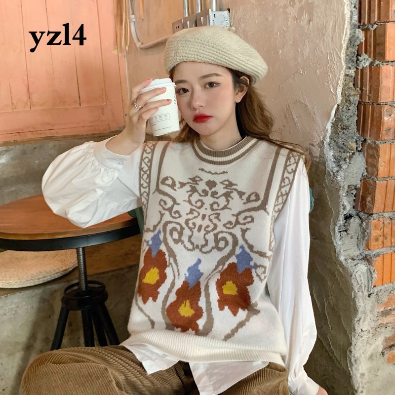 Áo Khoác Len Không Tay Cổ Tròn Thời Trang