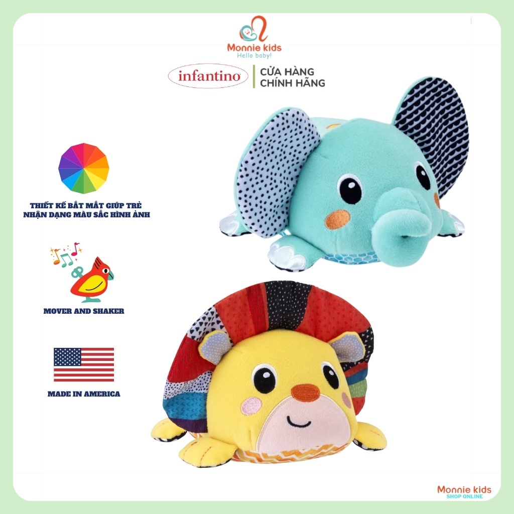 Thú bông phát nhạc Infantino 3m+, đồ chơi thông minh an toàn cho bé - Monnie Kids