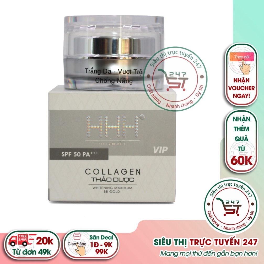 Kem face dưỡng trắng da mặt cấp tốc chống nắng collagen thảo dược HHHH (xám)