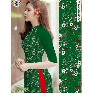 Áo dài hoa nhí phối tay