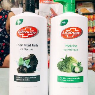 [Hàng Unilever] Sữa Tắm Lifebuoy Than Hoạt Tính, Matcha Bạc Hà 850g Sạch Khuẩn Thơm Mát