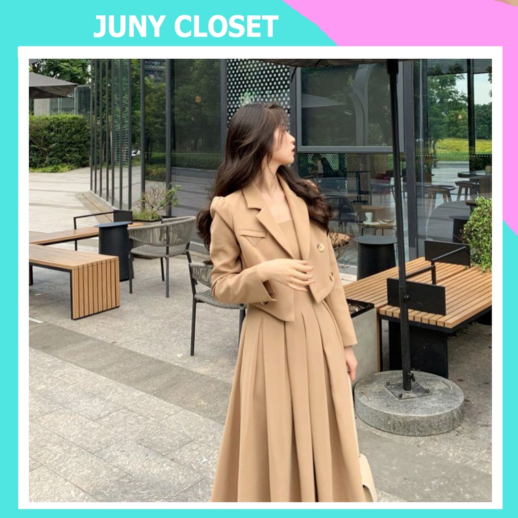 sét vest nữ phong cách Hàn Quốc Áo blazer  váy cúp ngực