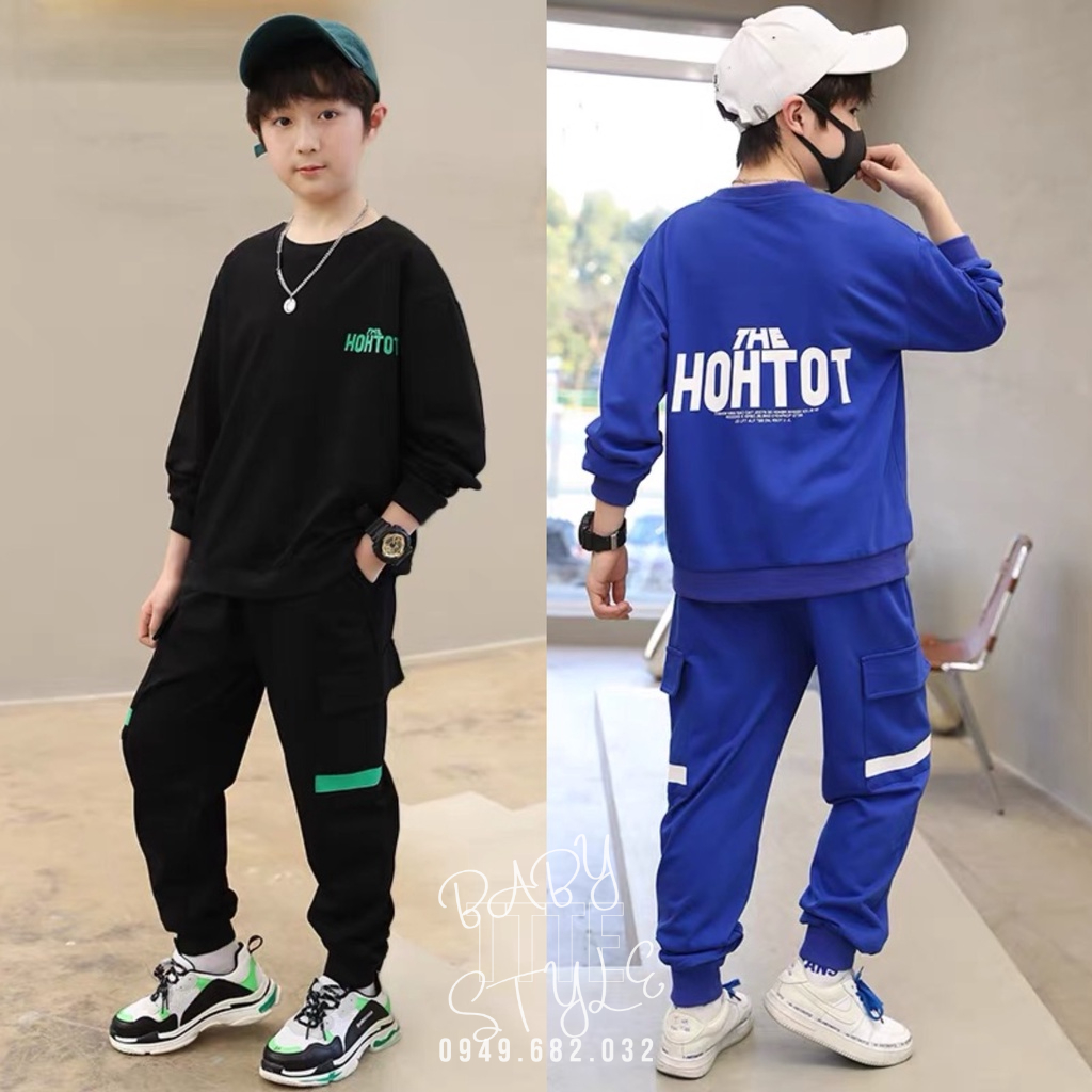 Bộ quần áo thu đông dài tay 14-45kg cho bé trai từ 4-14 tuổi. Thiết kế đẹp, năng động. Hàng may kỹ. B30