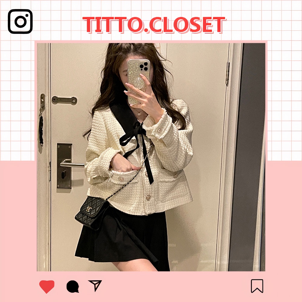 Áo Khoác Dạ Tweed Cổ Rời - Titto Closet