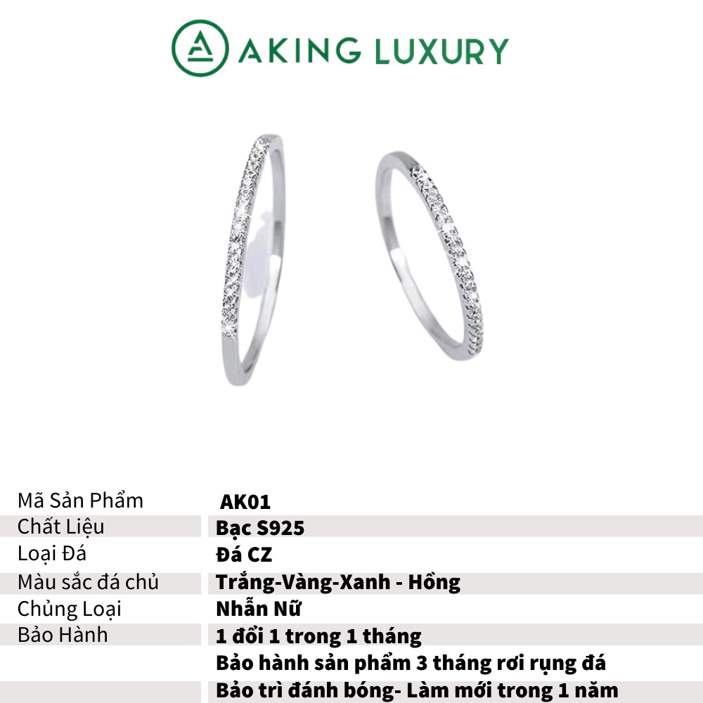 Nhẫn bạc nữ AKINGLUXURY AK01 chính hãng, nhẫn nữ đính đá màu tạo nét đẹp quyến rũ. Bộ sưu tập nhẫn mới nhất 2021