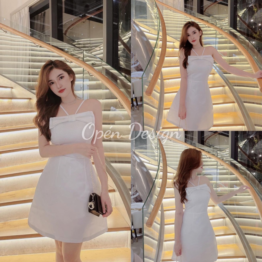 [VÁY THIẾT KẾ] Váy 2 Dây Thiết Kế Nơ Ngực Chất Liệu Tafta