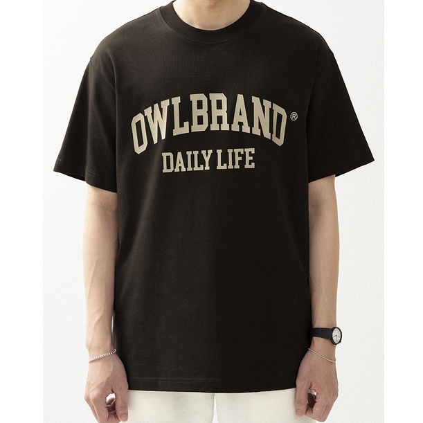OWL BRAND® RETRO TEXT TEE - Áo thun in chữ retro / Nâu - OWL010322