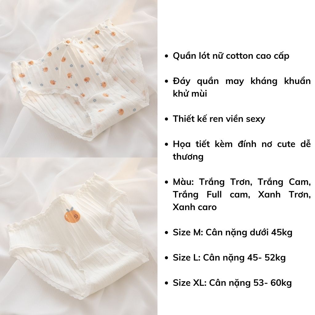 Quần lót nữ cotton kháng khuẩn khử mùi tôn dáng gợi cảm, Quần chíp nữ họa tiết đẹp baby dễ thương DOPICO L135