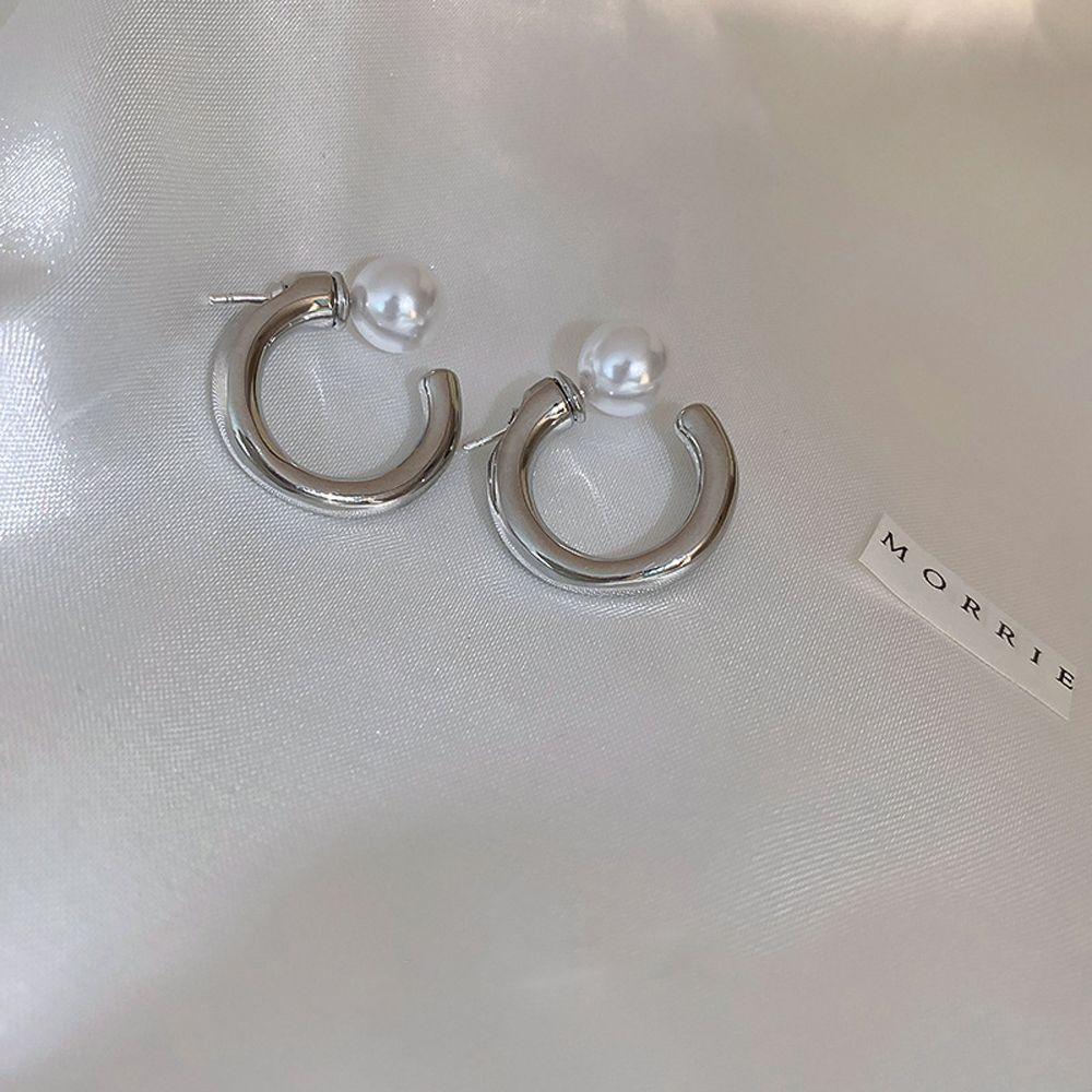 Bông Tai Bán Nguyệt Hình Chữ C Bằng Kim Loại Cá Tính Cho Nữ BACK2LIFE