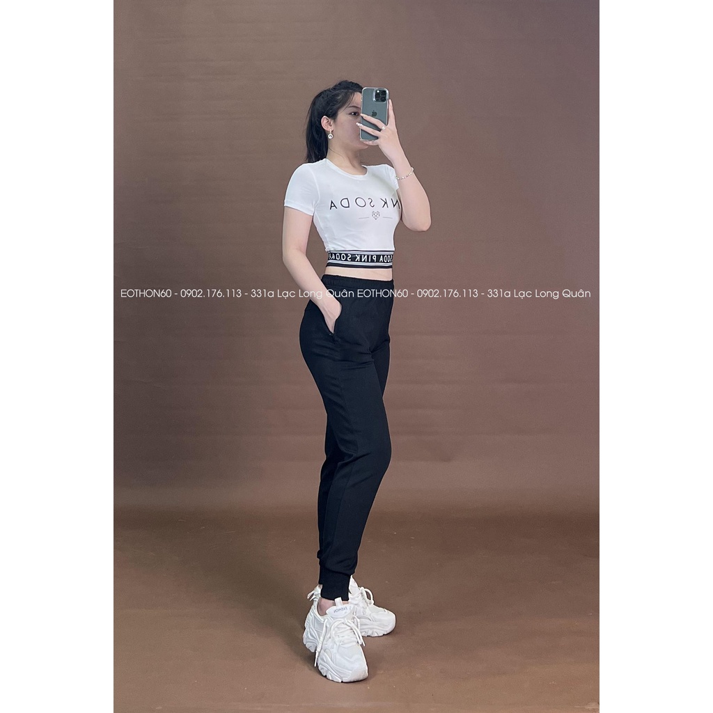 Áo crop pink soda ,jogger puma  Eothon60