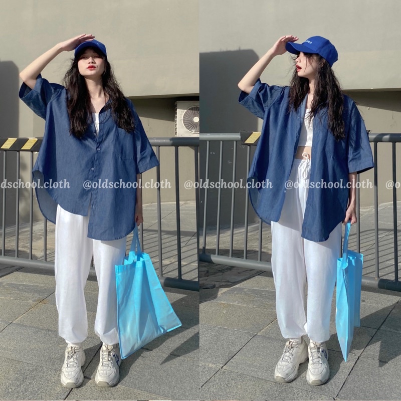 [ẢNH ĐỘC QUYỀN] ÁO SƠ MI DENIM OVERSIZED ULZZANG (ảnh thật) | BigBuy360 - bigbuy360.vn