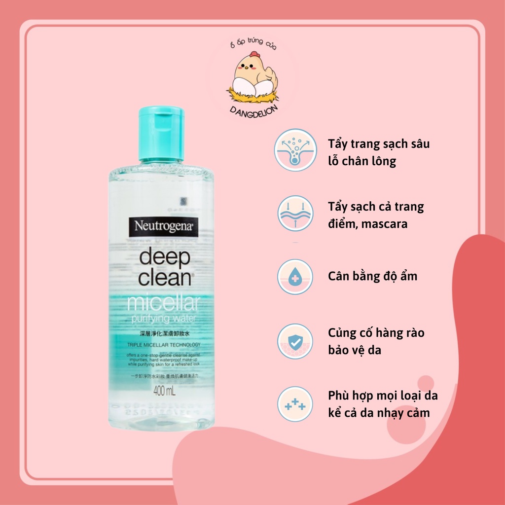 Nước Tẩy Trang Neutrogena Deep Clean Micellar Purifying Water 400ml