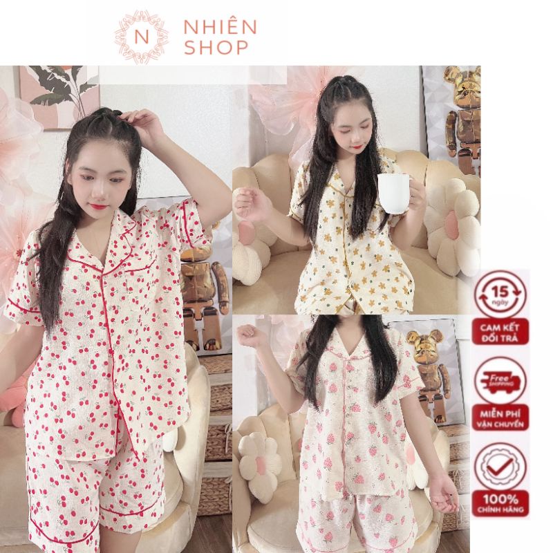 Bộ ngủ pijama đũi xốp dễ thương