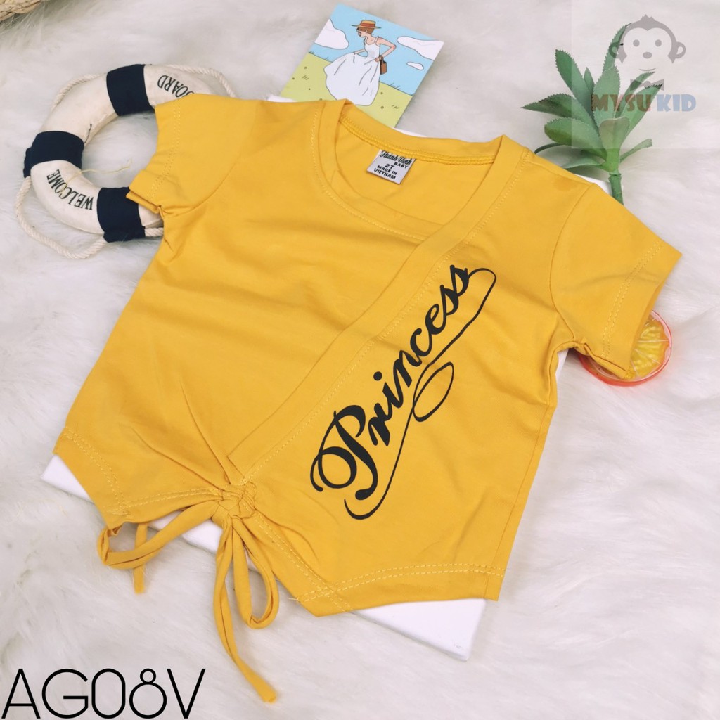 Áo thun cotton bé gái croptop vảimềm mịn co giãn 4 chiều AG08