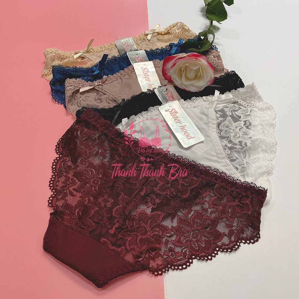 Quần lót nữ thái lan Sisterhood  #488 - Phối ren và thun lạnh - nơ xinh - Form M