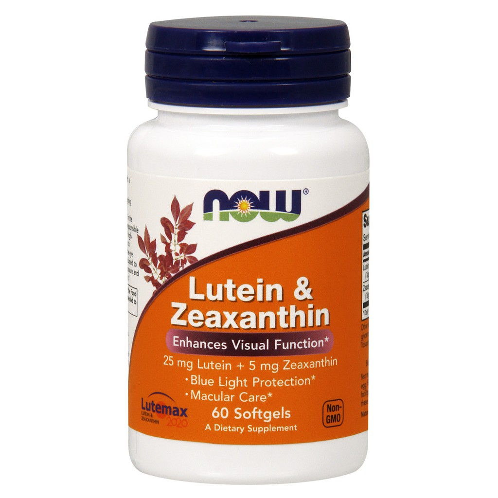 Viên uống bổ mắt, tăng cường thị lực và phòng ngừa các bệnh về mắt Lutein & Zeaxanthin 60 viên hãng NOW Foods USA