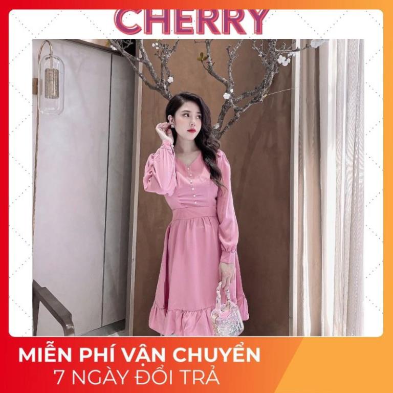 Váy Dài Nữ 🍀FREESHIP🍀 Đầm Dài Dáng Xòe - Phối cúc Ngọc cực Sang ELLY CLOTHING1