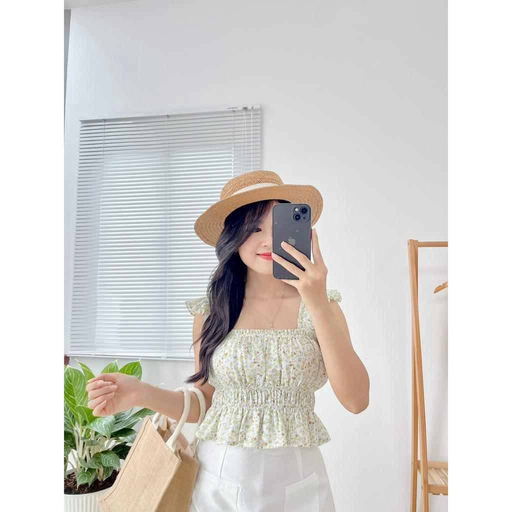 Áo Croptop 2 Dây Tay Cánh Tiên Hoa Nhí Vàng A02