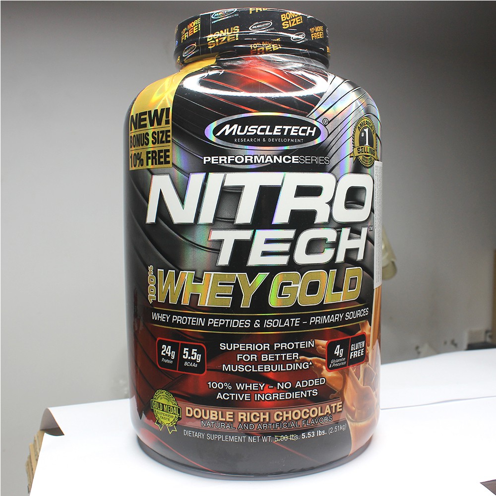 Sữa tăng cơ giảm mỡ Nitro Whey Gold của Muscletech hương Chocolate hộp 76 lần dùng - Chính hãng