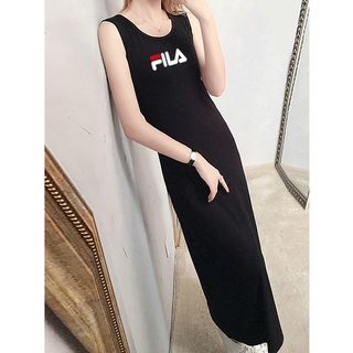 CALVIN KLEIN Đầm Thun Không Tay In Chữ FILA Size S-2XL