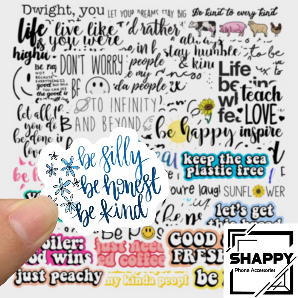 Sticker Dán Be Happy PVC Chống Thấm Nước | Dán Laptop - Dán Nón Bảo Hiểm - Dán Xe - Dán Vali [Shappy Shop]