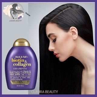 Bộ dầu gội và dầu xả ogx thick & full + biotin & collagen 385ml dầu gội ngừa rụng tóc claura beauty