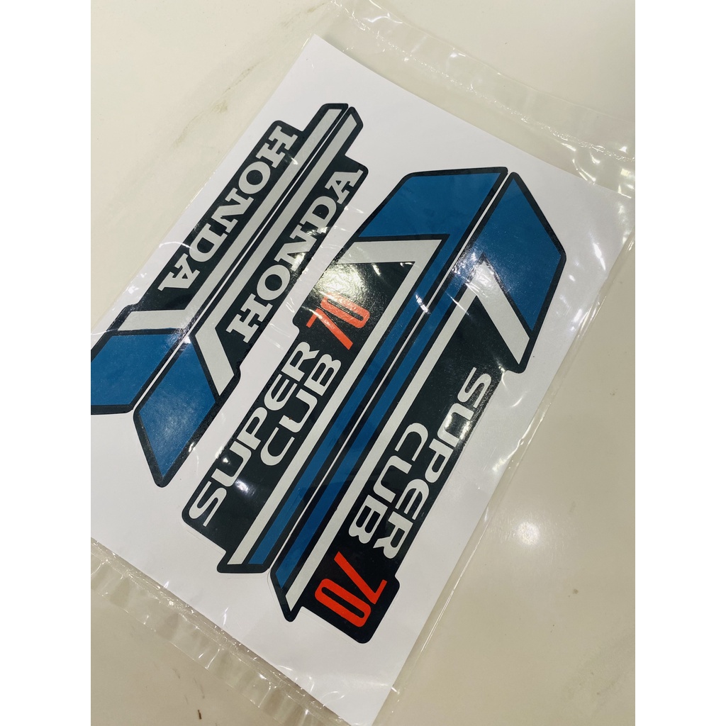 Bộ tem dán xe máy honda cub 81 70cc in thái sắc nét màu xanh dương