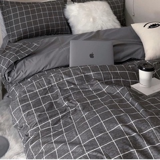 Bộ Ga Và 2 Vỏ Gối Cotton Poly mẫu KẺ VUÔNG MỚI nhã nhặn, đơn giản