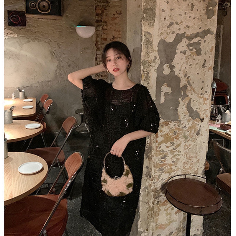 Đầm tay phồng phối ren phong cách Hàn Quốc thời trang hè cho nữ