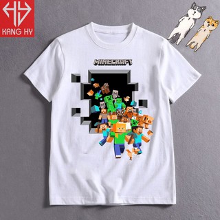 Áo thun tay ngắn in hình nhiều nhân vật trong game Minecraft F042