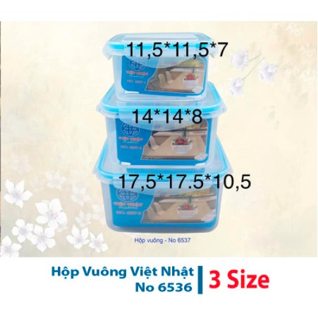 [ BAO GIÁ SHOPEE ] Hộp Đựng Thực Phẩm, Hộp Nhựa Vuông Bảo Quản Đồ Tươi Việt Nhật No 6537 - Để Tủ Lạnh Giữ Nhiệt Tiện Lợi