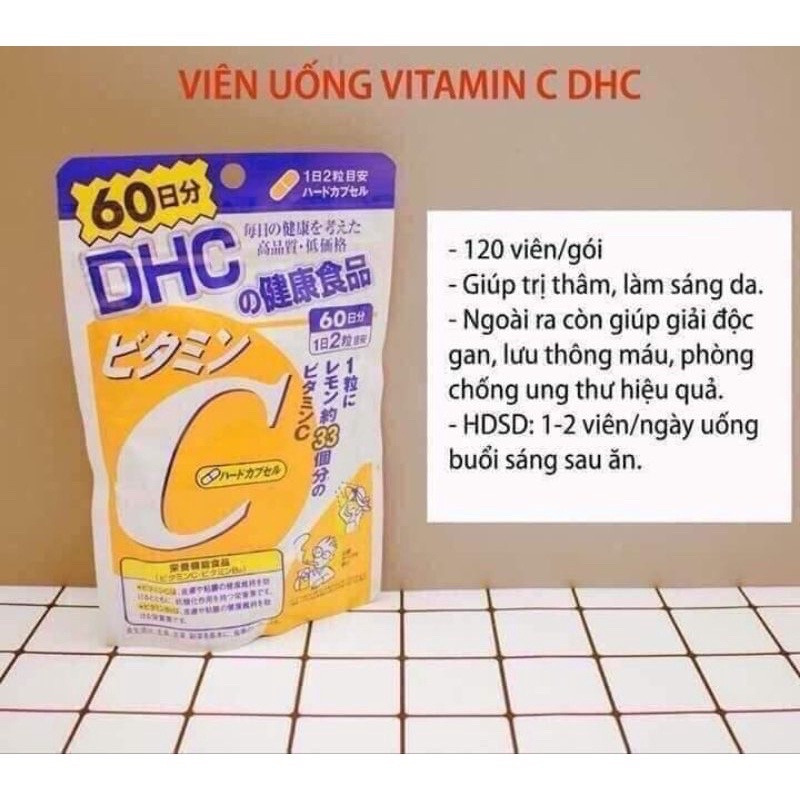 Viên Uống Trắng Da Ngừa Lão Hoá DHC Vitamin C 120 Viên 60 Ngày